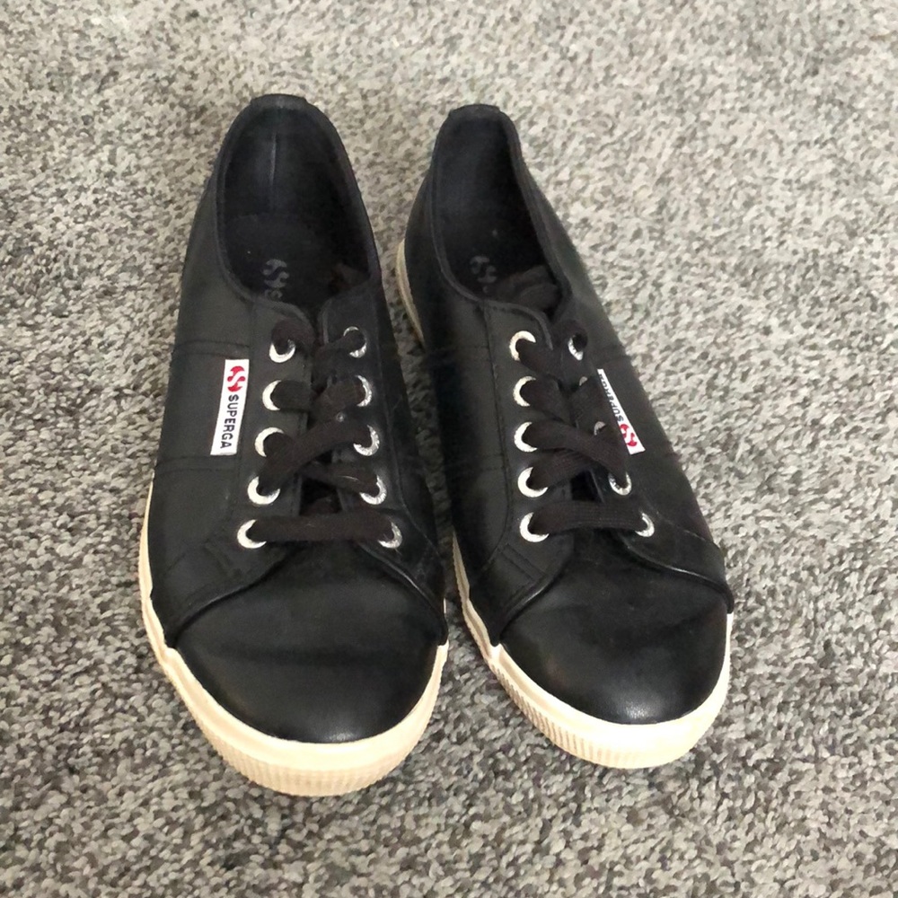 Superga cotu black leather